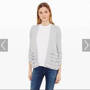 Club Monaco Women's Gray Ruffle Cardigan one size